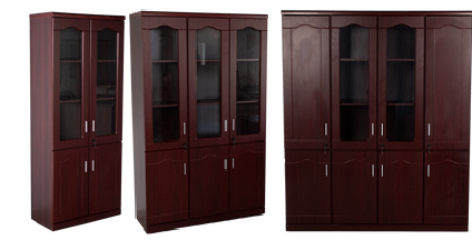 Armoire 3 portes vitrée H 200 L 125 MDF ACAJOU